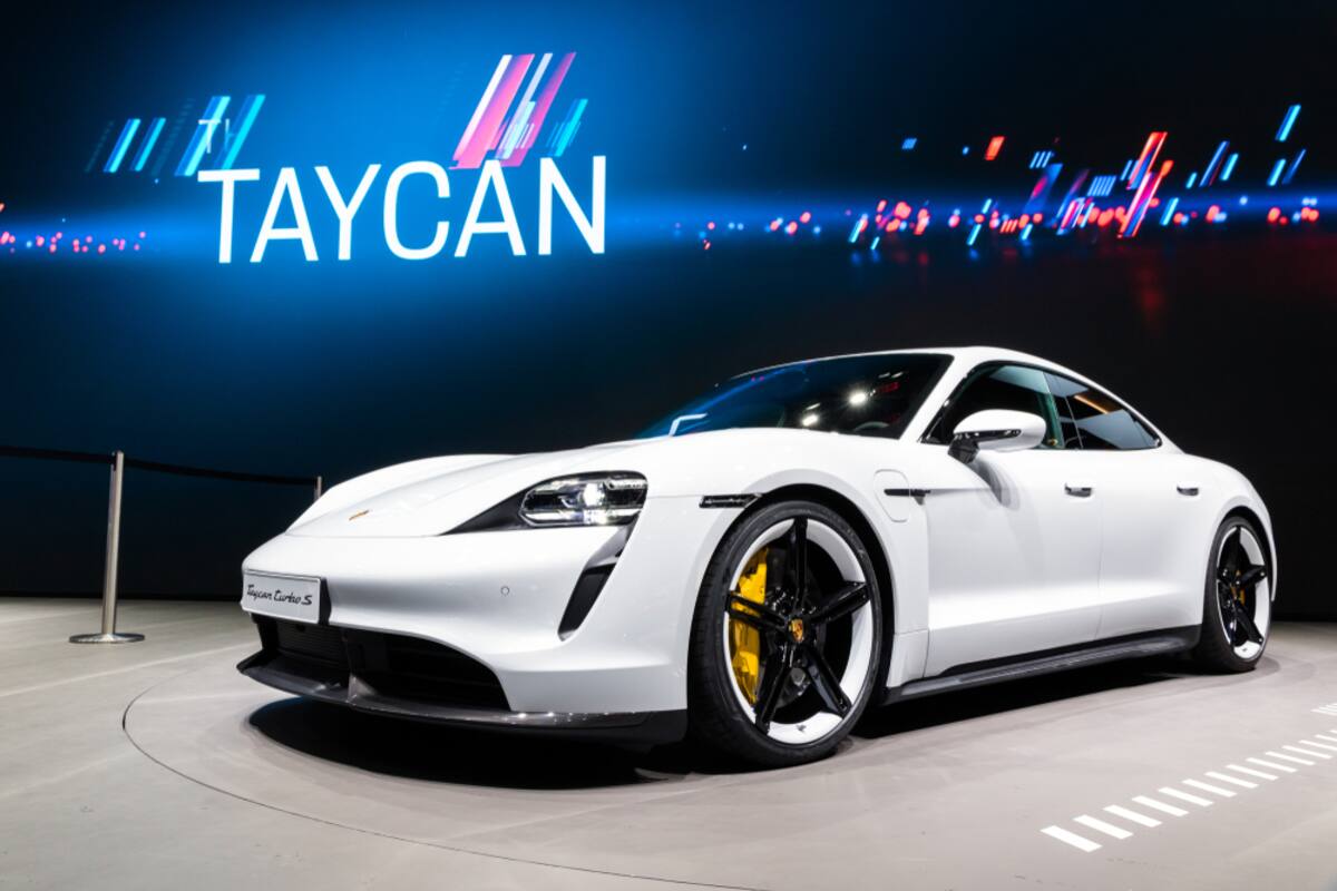Porsche Taycan on display