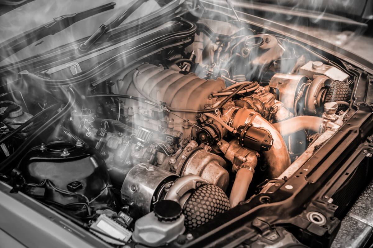 Steam rising from an overheated engine