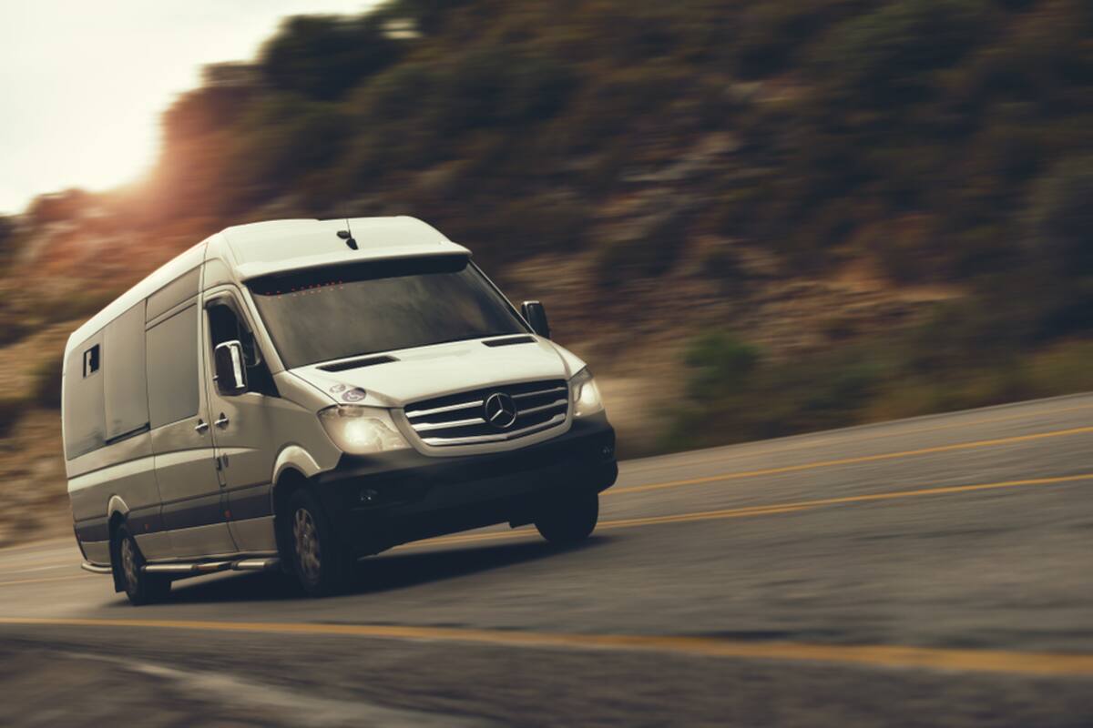 Mercedes Sprinter van on the road