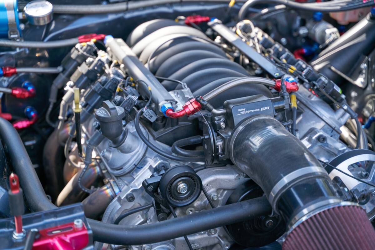 Detailed view of an engine bay