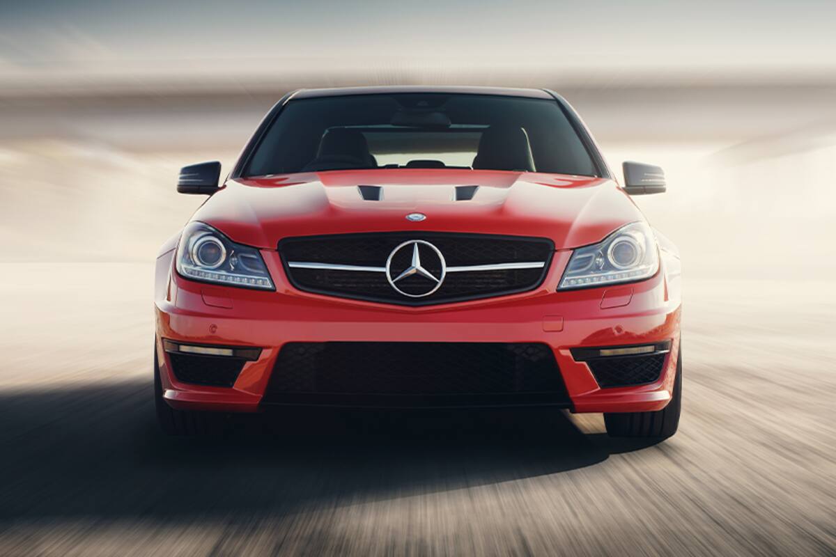 Red Mercedes-Benz in motion
