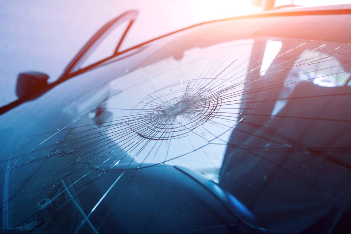 Cracked vehicle windshield
