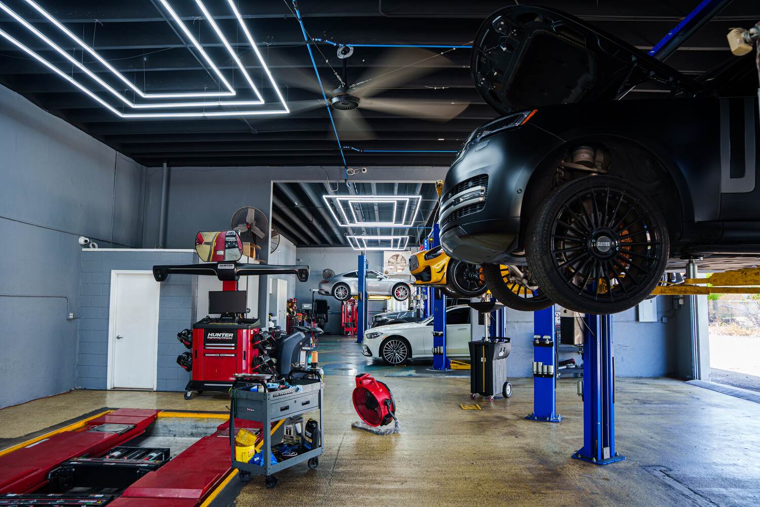 The service bay at Autobahn Auto Center in Boca Raton
